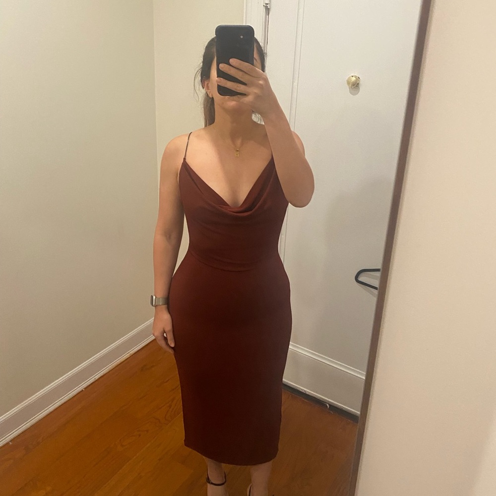 Astr Wine Midi Dress